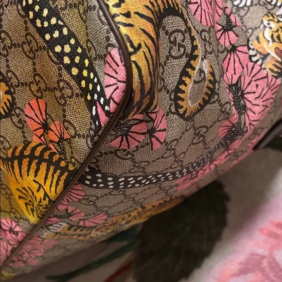 Gucci Pink and Brown bengal Tiger Print Tote Rare HTF vintage - Picture 8 of 16